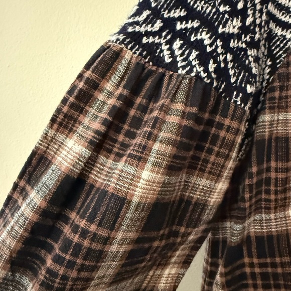 Free People Fireside Nights Button Down Shirt, Brown/Black/White, Medium - Picture 5 of 14